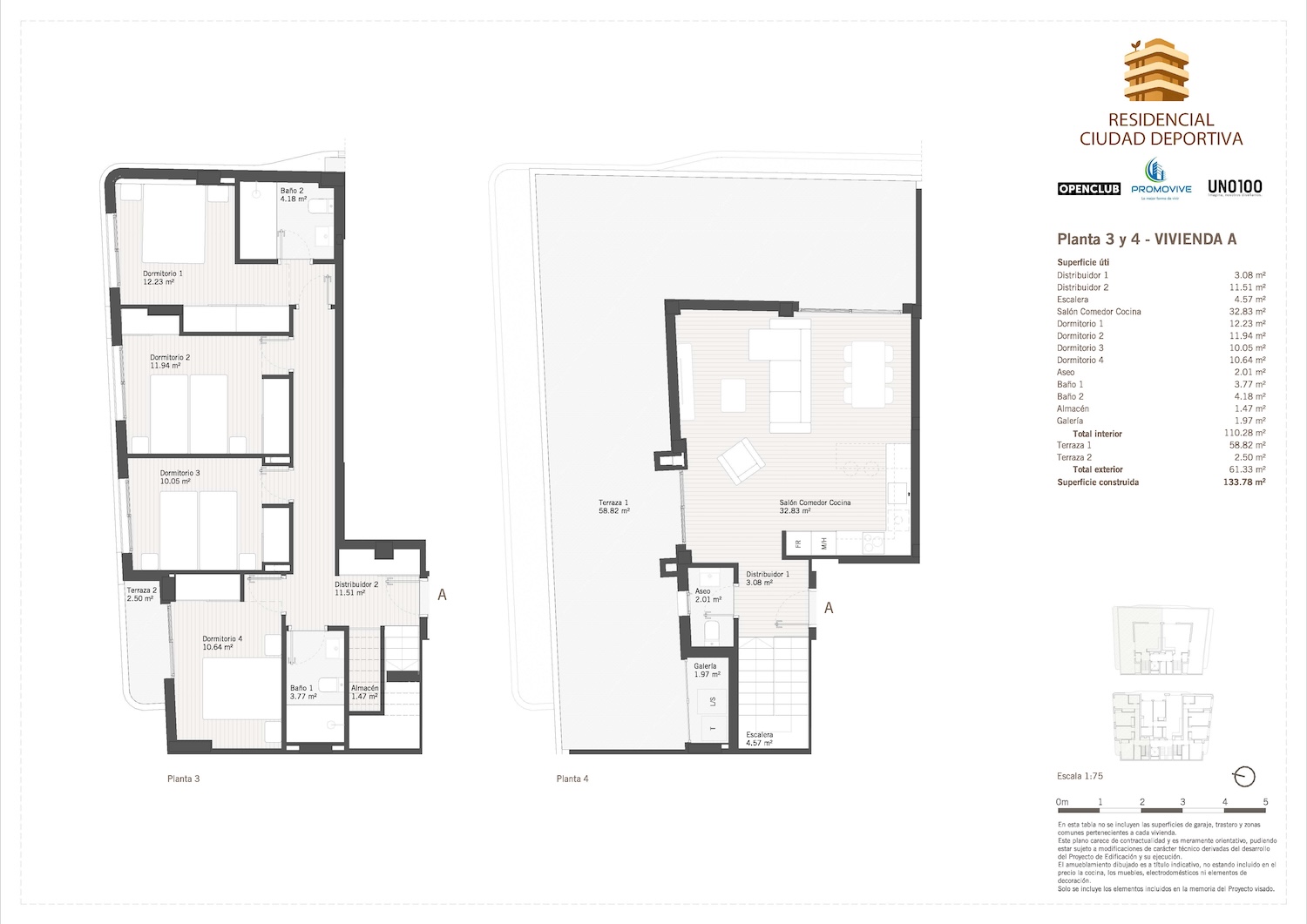 Tipo A en planta 3 y 4 | Residencial "Ciudad Deportiva"