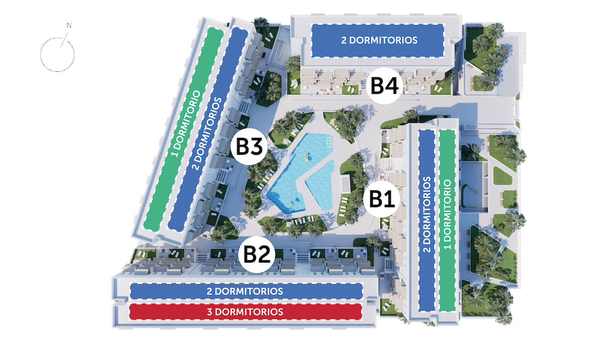 Distribución de bloque del residencial ÉVIA